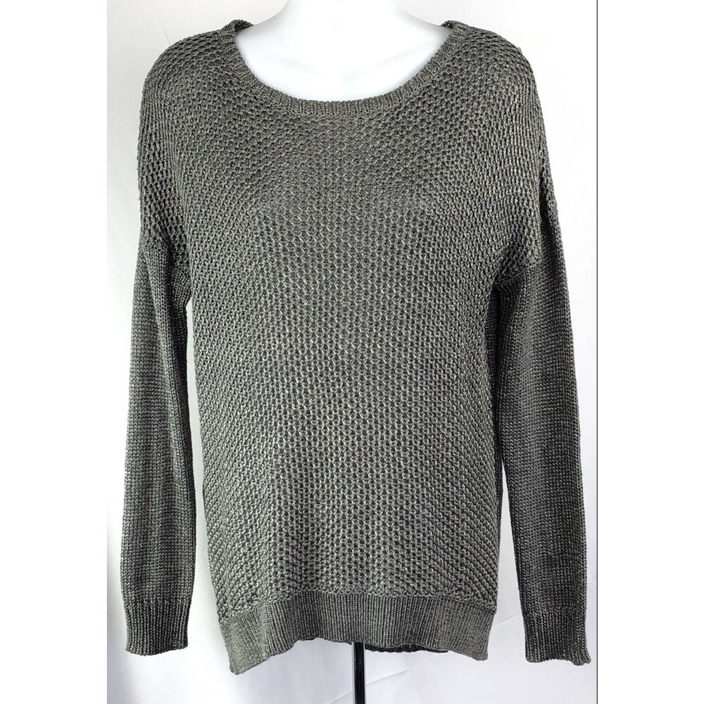 Grace Elements Sweater L Gray Pewter Scoop Neck Long Sleeve Fairy Grunge Gothic